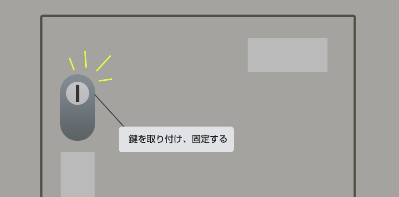 鍵を差し込ん でビスで固定する