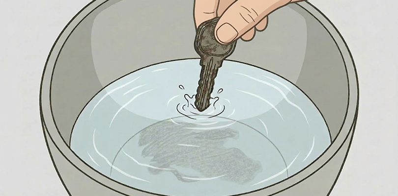 鍵をクエン酸水に入れる