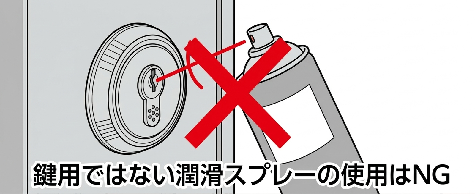 鍵用ではない潤滑スプレーの使用