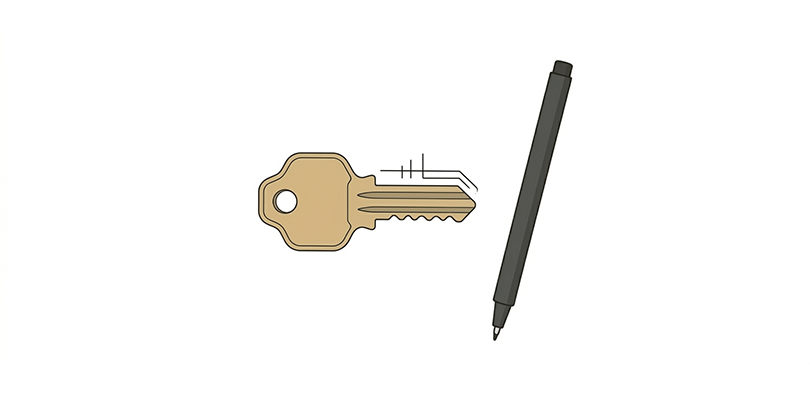 元鍵の形に印を付ける