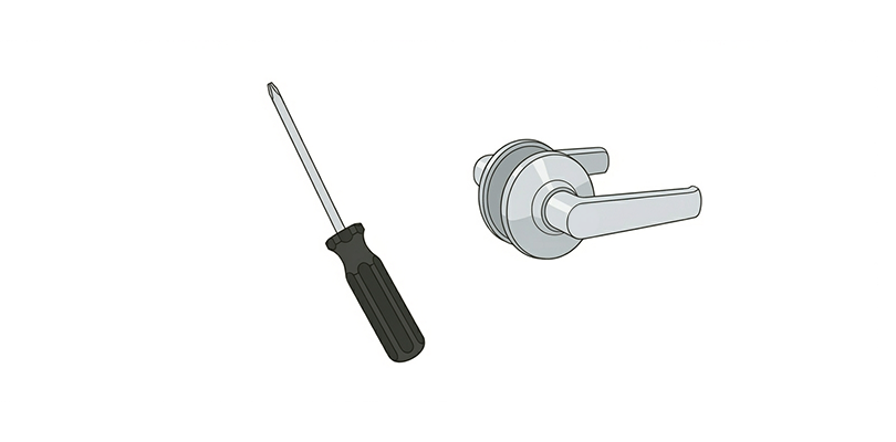 ドライバーと交換用レバーハンドルを用意する