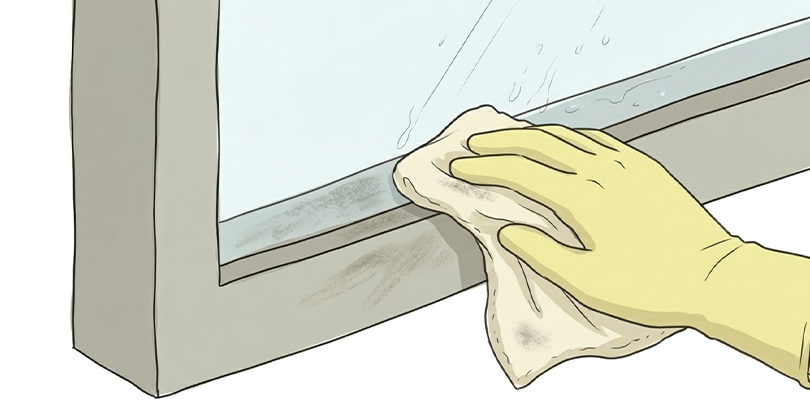 窓のサッシの汚れを落とす