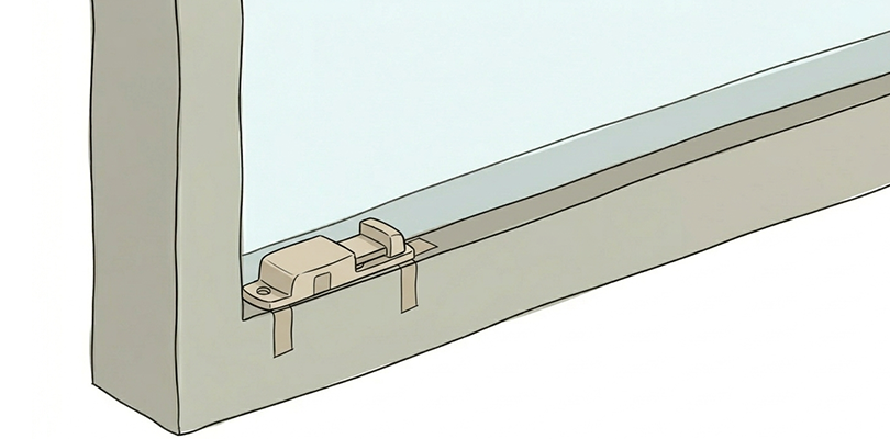 テープ式の補助錠を貼り付ける