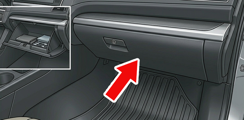 グローブボックス内のロックボタンを確認