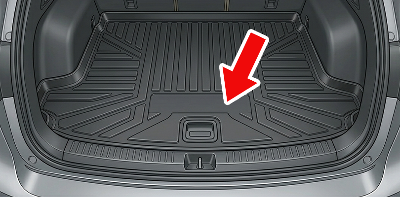トランクのマットをはがしてレバーを引く