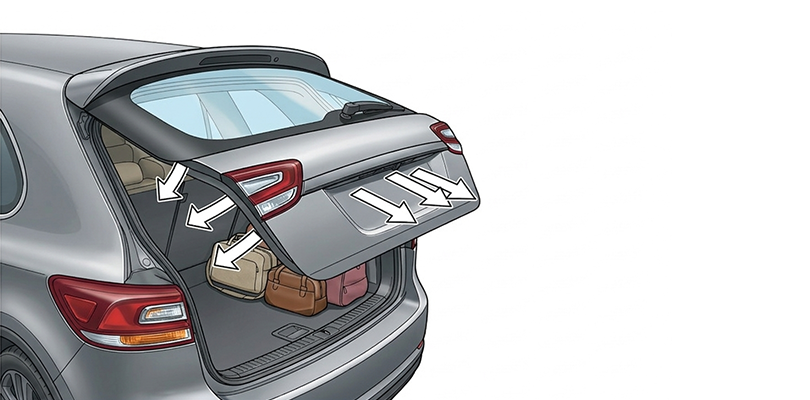 トランクを内側と外側から押し引きする