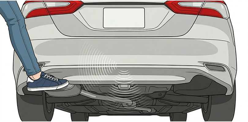 車体の下に足をかざしてトランクを開ける