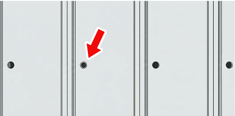 ロッカーに錠を通す穴があるかチェック