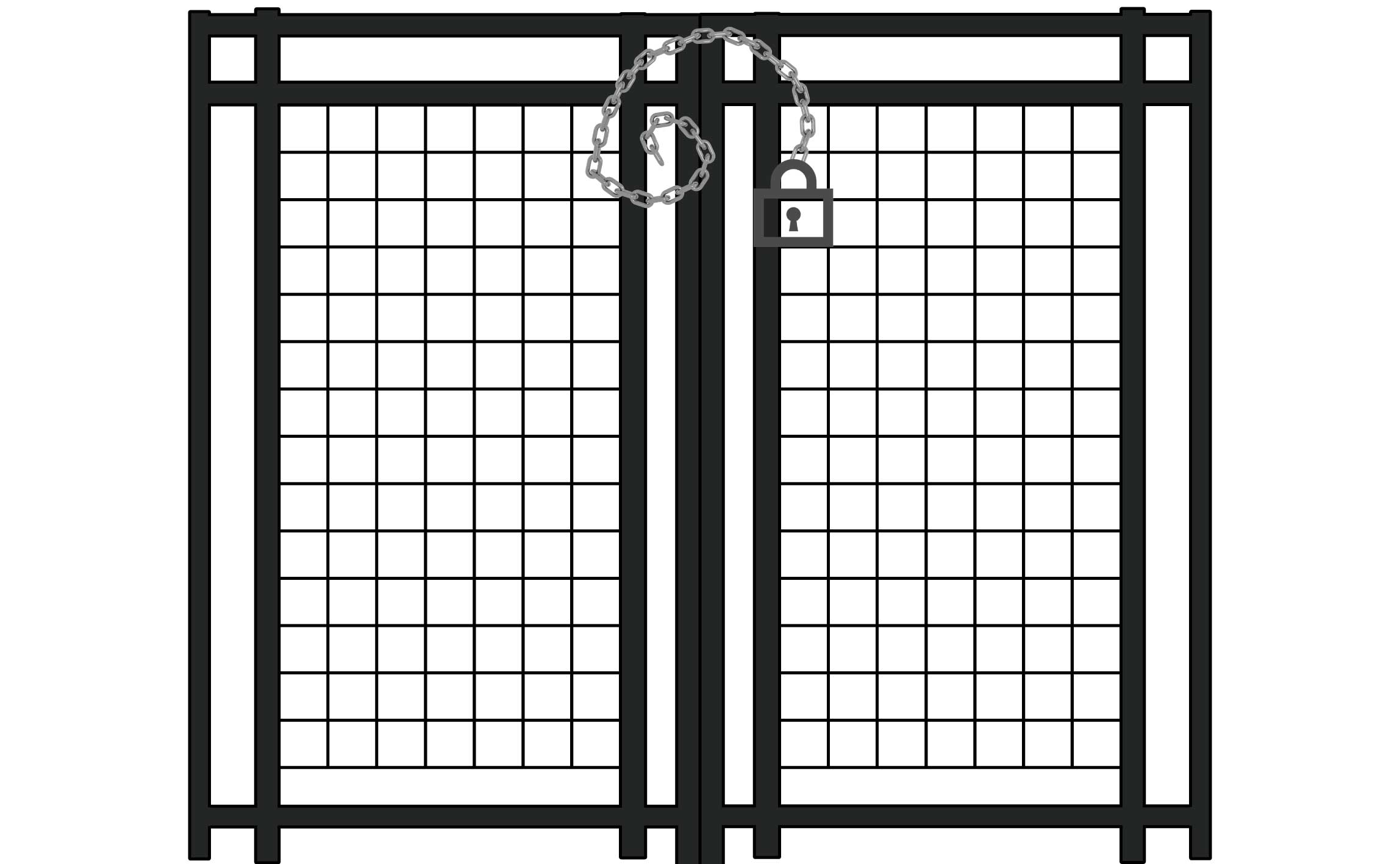 チェーンを巻いて南京錠でロックする