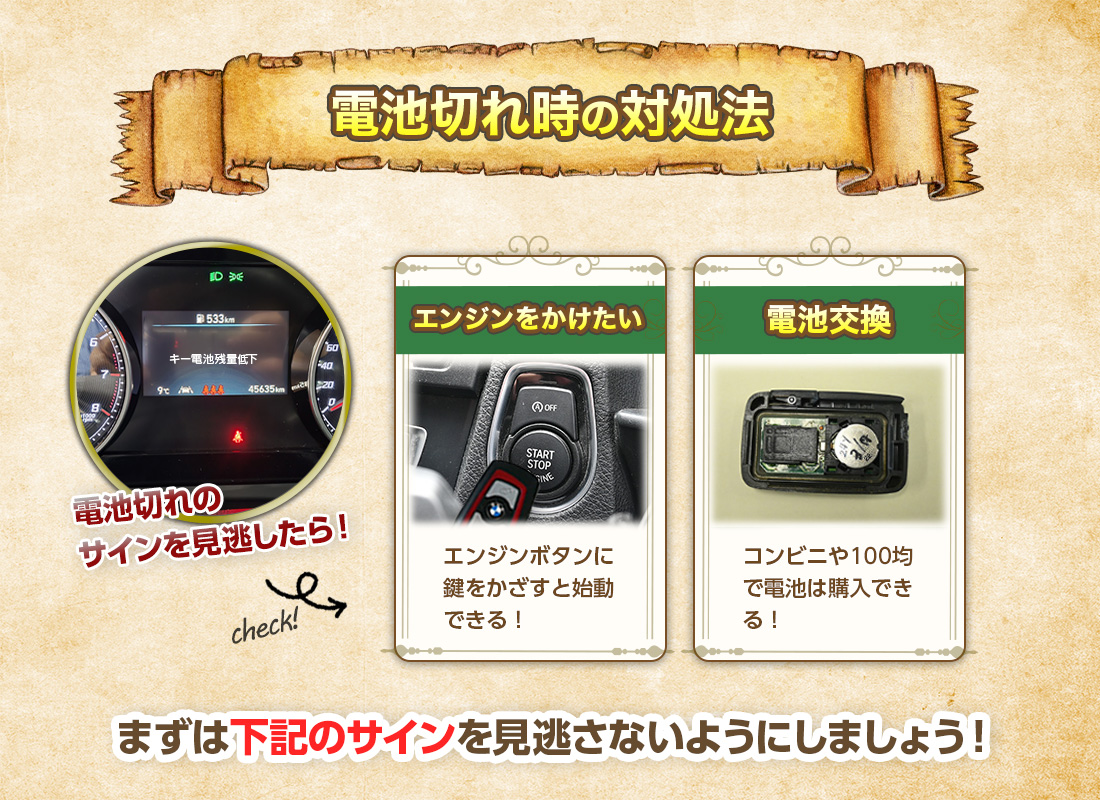 スマートキーの電池が切れた時の対処法