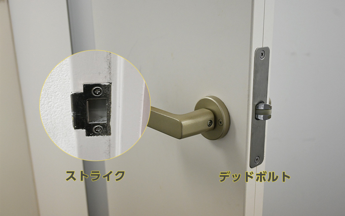 デッドボルトとストライクの高さが合っていない